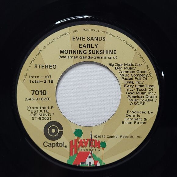 Evie Sands 45 You Brought The Woman Out Of Me / Early Morning Sunshine M- Rock - Picture 2 of 2
